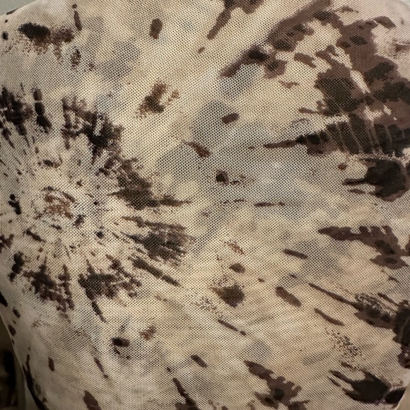 IRIS Mesh Long Sleeve Brown And Creme Tie Dye top M - Picture 8 of 8